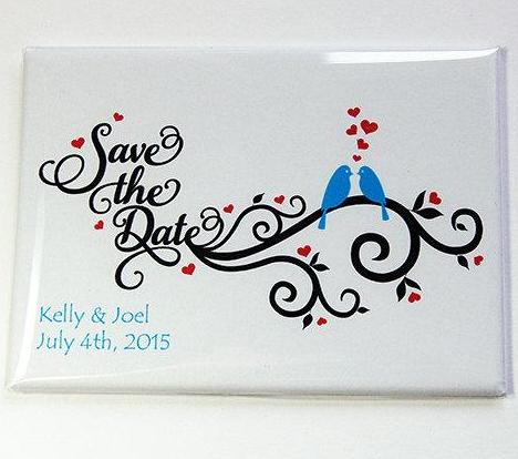 Love The Birds Rectangle Save the Date Magnets - Kelly's Handmade