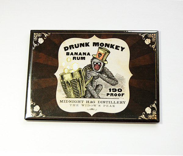 Drunk Monkey Banana Run Rectangle Magnet - Kelly's Handmade