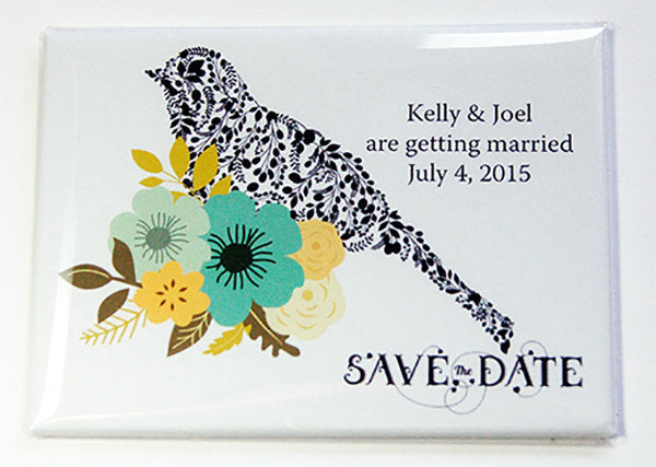 Bird & Flowers Save the Date Magnets - Kelly's Handmade