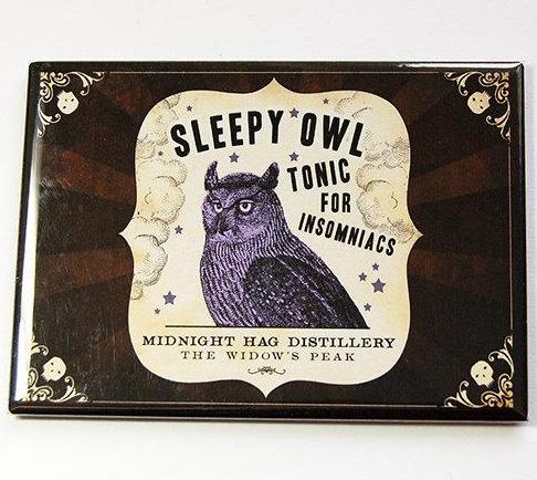 Sleep Owl Tonic for Insomniacs Rectangle Magnet - Kelly's Handmade