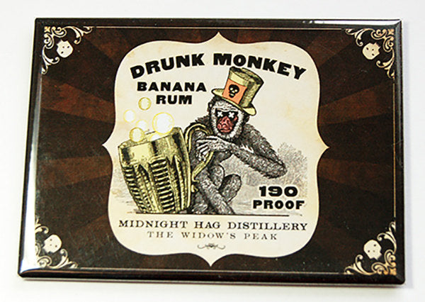 Drunk Monkey Banana Run Rectangle Magnet - Kelly's Handmade