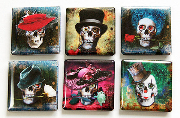 Skull Square Set Of Magnets - Kelly's Handmade