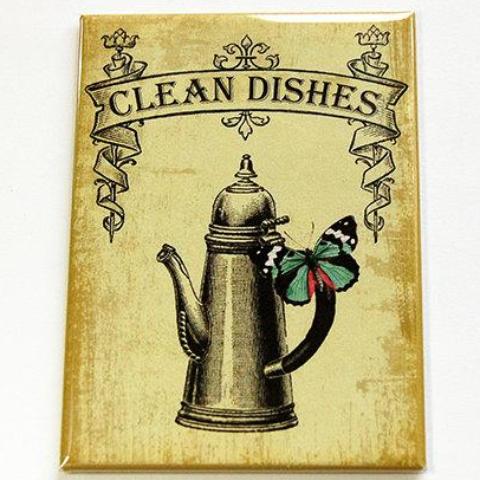 Coffee Pot Clean Dishes Dishwasher Magnet in Gold - Kelly's Handmade