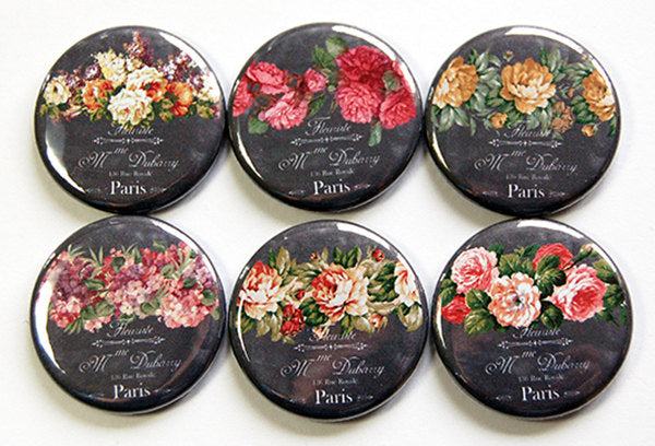 Floral Set of Six Magnet on Faux Chalkboard - Kelly's Handmade