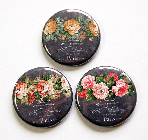 Floral Set of Six Magnet on Faux Chalkboard - Kelly's Handmade