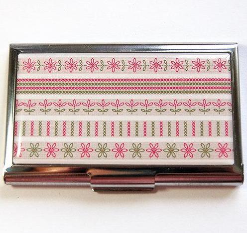 Embroidery Design Sewing Needle Case in Pink & Green - Kelly's Handmade
