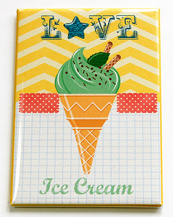 Love Ice Cream Rectangle Magnet - Kelly's Handmade