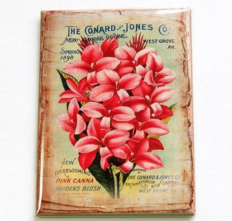 Seed Packet Flower Magnet in Brown & Pink - Kelly's Handmade