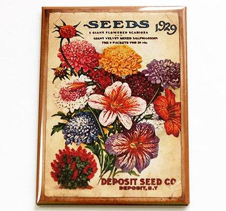 Flower Seed Packet Rectangle Magnet - Kelly's Handmade