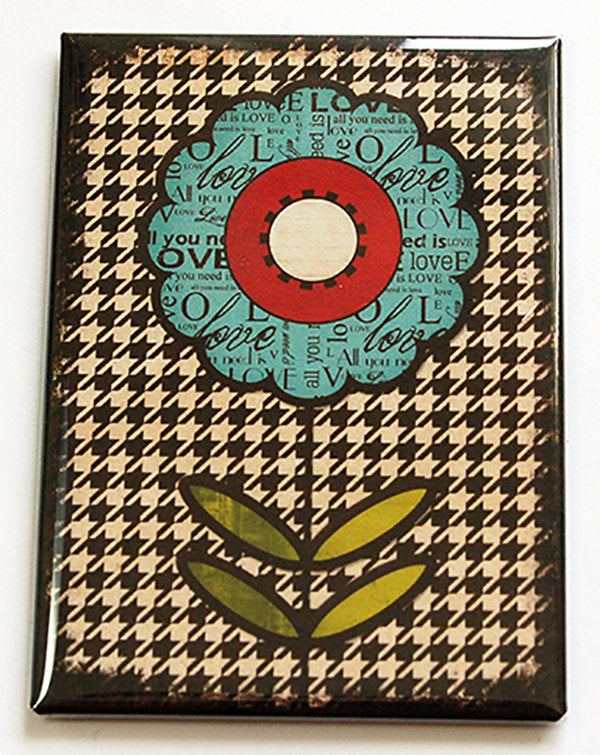 Flower on Houndstooth Magnet - Kelly's Handmade