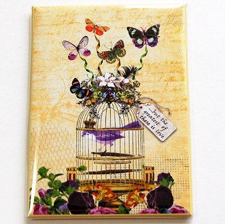 Butterflies & Bird Cage Rectangle Magnet - Kelly's Handmade