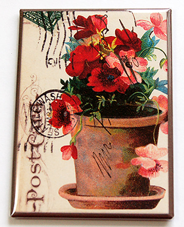 Potted Plant Magnet in Brown & Pink - Kelly's Handmade