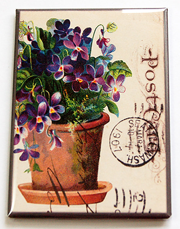 Potted Plant Magnet in Purple & Brown - Kelly's Handmade