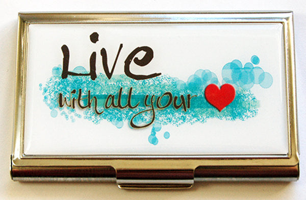Live With All Your Heart Business Card Case - Kelly's Handmade