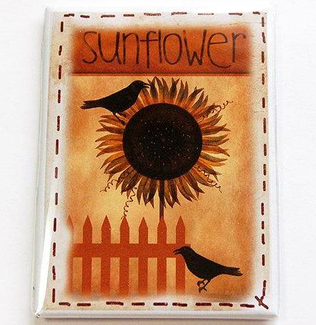 Sunflowers & Crows Magnet - Kelly's Handmade