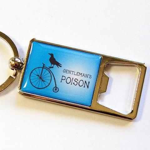 Poison Keychain Bottle Opener in Blue - Kelly's Handmade