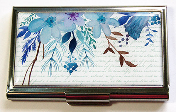 Floral Business Card Case in Blue - Kelly's Handmade