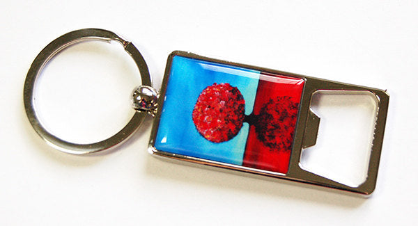 Abstract Trees Keychain Bottle Opener in Blue & Red - Kelly's Handmade