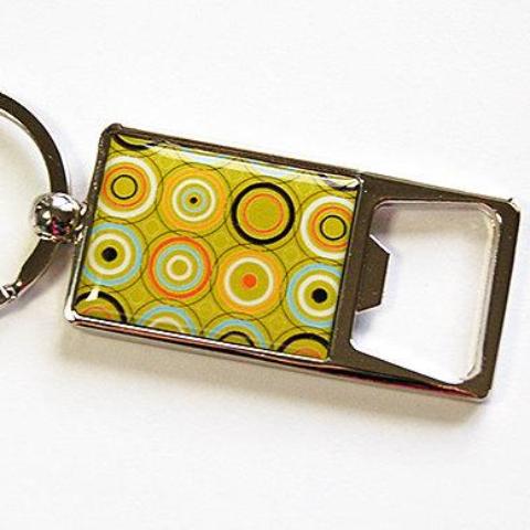Abstract Design Keychain Bottle Opener in Green - Kelly's Handmade
