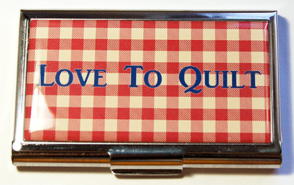 Love To Quilt Gingham Sewing Needle Case in Red & Blue - Kelly's Handmade