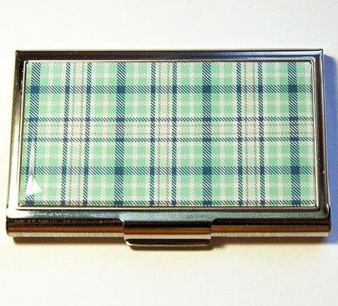 Plaid Sewing Needle Case in Green & Blue - Kelly's Handmade