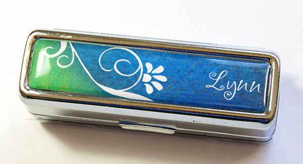 Personalized Lipstick Case in Blue & Green - Kelly's Handmade