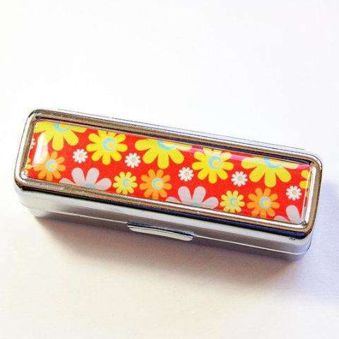 Daisy Lipstick Case in Red & Yellow - Kelly's Handmade