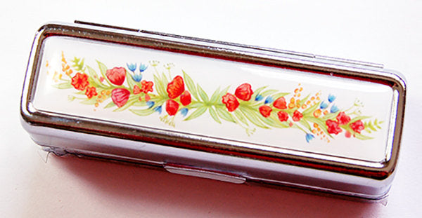 Floral Lipstick Case in Red & Green - Kelly's Handmade