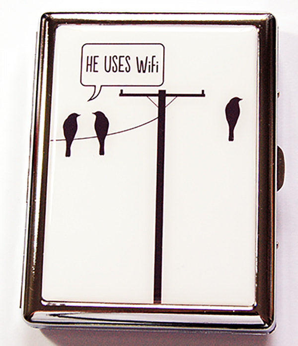 He Uses Wifi Funny Compact Cigarette Case - Kelly's Handmade