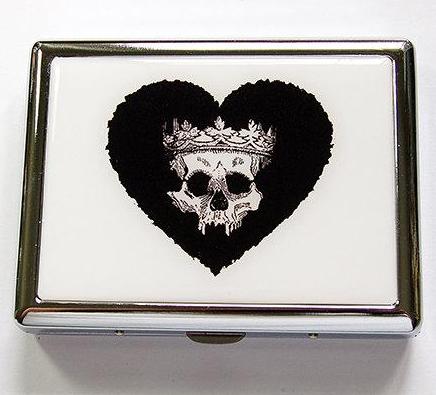Skull in Heart Compact Cigarette Case - Kelly's Handmade