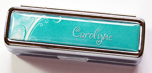 Personalized Lipstick Case in Blue & White - Kelly's Handmade