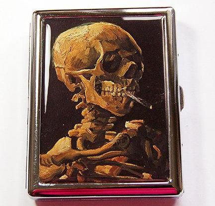 Skull with Burning Cigarette by Van Gogh Compact Cigarette Case - Kelly's Handmade