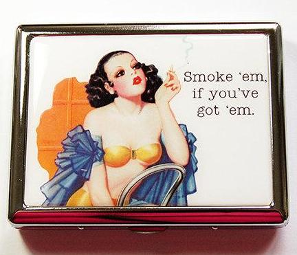 Smoke 'em Pinup Compact Cigarette Case - Kelly's Handmade