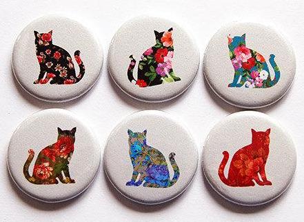 Calico Cats Set of Six Magnets - Kelly's Handmade