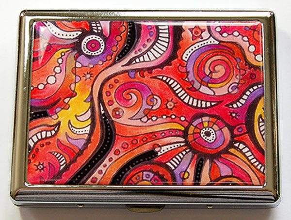 Abstract Design Compact Cigarette Case in Red & Orange - Kelly's Handmade