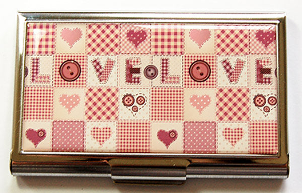 Love Quilt Blocks Sewing Needle Case in Pink - Kelly's Handmade