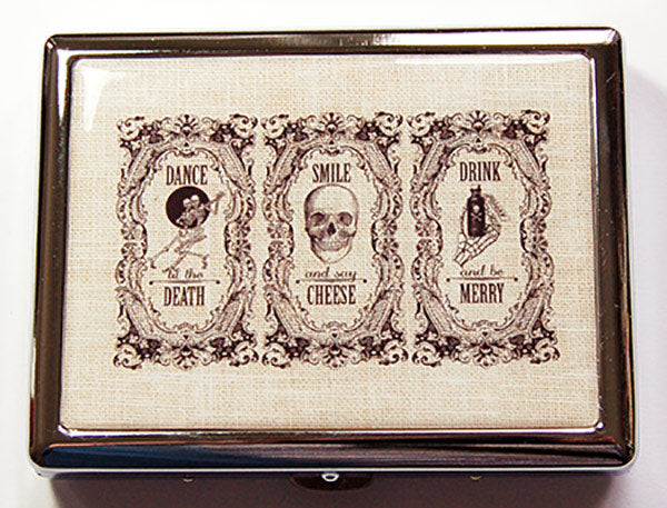 Dance Smile Drink Skeleton Compact Cigarette Case - Kelly's Handmade