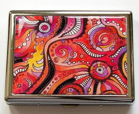 Abstract Design Compact Cigarette Case in Red & Orange - Kelly's Handmade