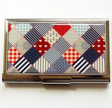 Patchwork Sewing Needle Case in Blue & Red - Kelly's Handmade