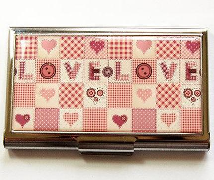 Love Quilt Blocks Sewing Needle Case in Pink - Kelly's Handmade