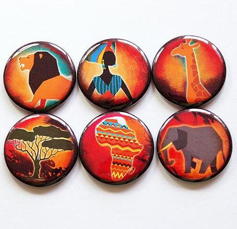 Africa Set of Six Magnets - Kelly's Handmade
