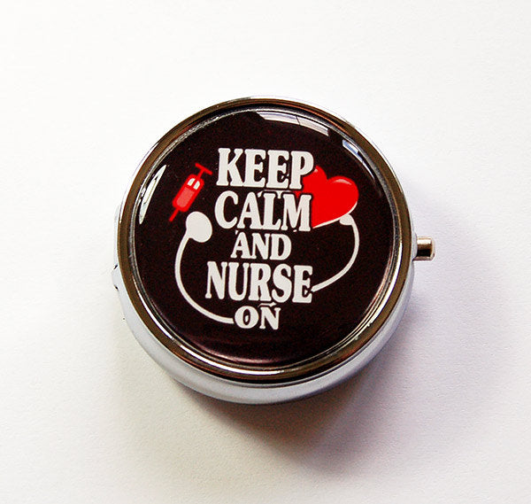 Keep Calm and Nurse On Round Pill Case - Kelly's Handmade