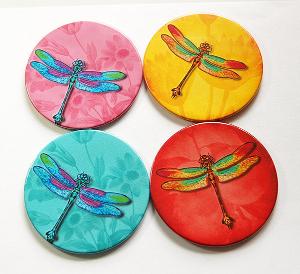 Dragonfly Coasters in Bright Colors - Kelly's Handmade