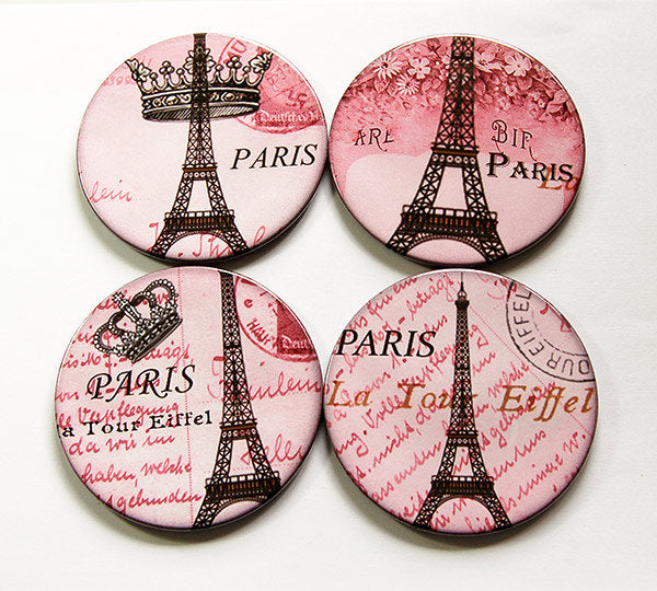 Pink Paris Coasters - Kelly's Handmade