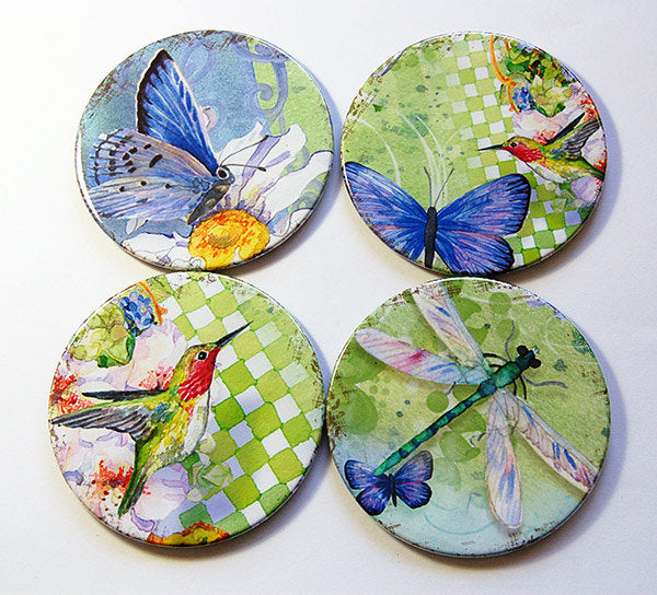 Butterfly, Hummingbird & Dragonfly Coasters - Kelly's Handmade