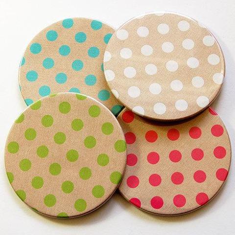 Polka Dot Coasters - Kelly's Handmade