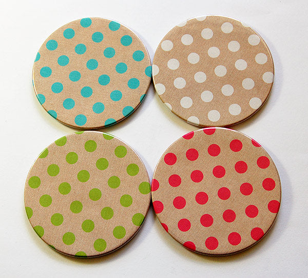Polka Dot Coasters - Kelly's Handmade