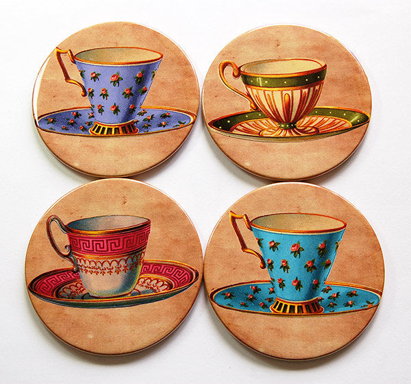 Tea Cup Coasters - Kelly's Handmade