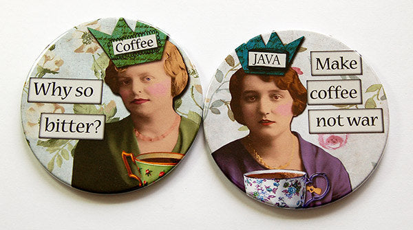 Coffee Lover Humor Coasters Set 4 - Kelly's Handmade