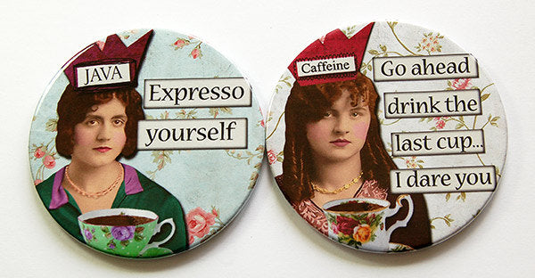 Coffee Lover Humor Coasters Set 3 - Kelly's Handmade